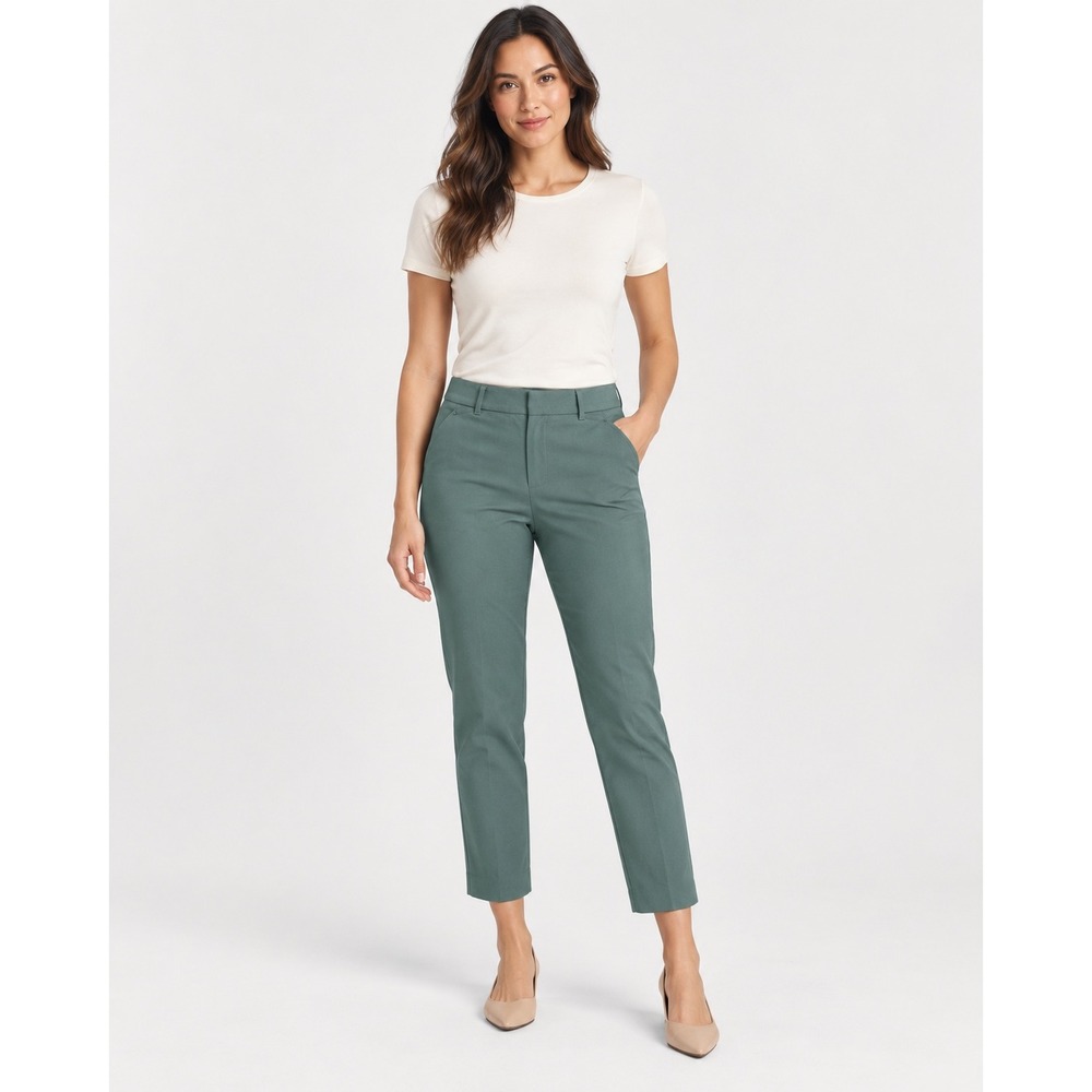 White House Black Market Slim Ankle Pants Women's 6 Green Stretch Cotton